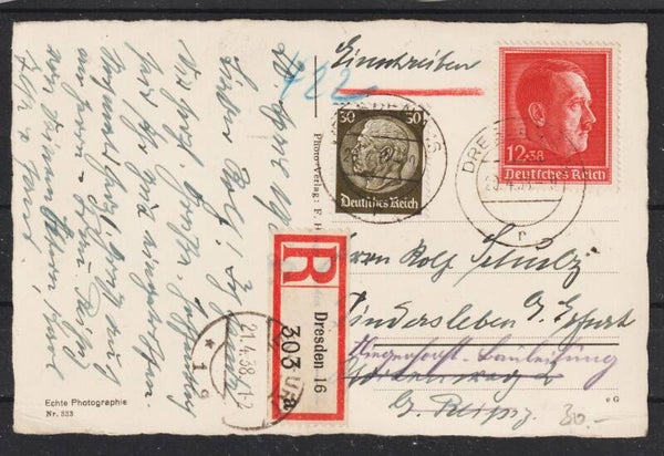 MiNr. 664 R-Postkarte von Dresden nach Erfurt  (b233)