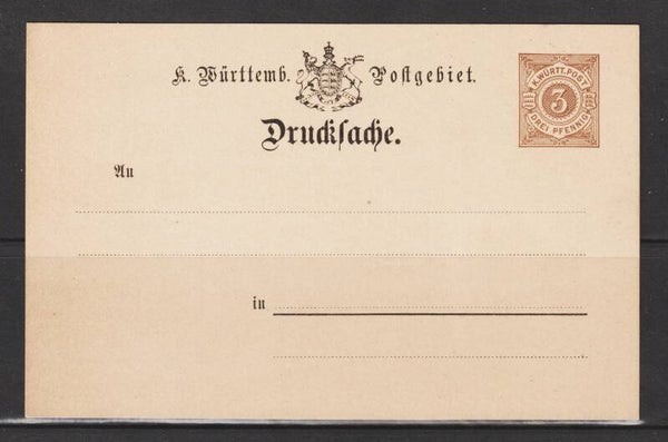 Württemberg Ganzsache Drucksache mit privatem Zudruck (b237)