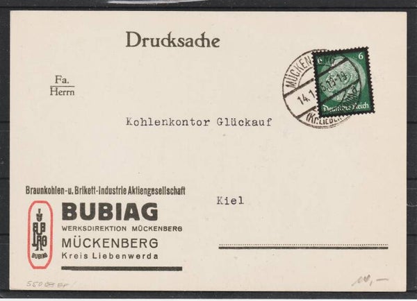 MiNr. 550 EF Drucksache Mückenberg Kreis Liebenwerda  (b245)