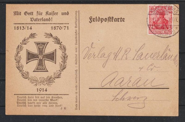 Feldpostkarte "Mit Gott für Kaiser und Vaterland" 11.12.14  (asfp)