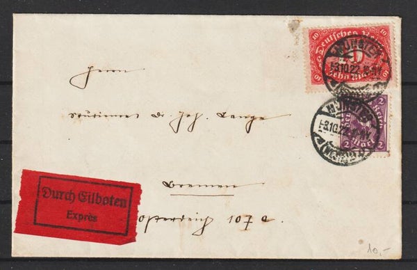 portogerechter Eilboten Express Brief  MÜNSTER 3.10.22  (b256)