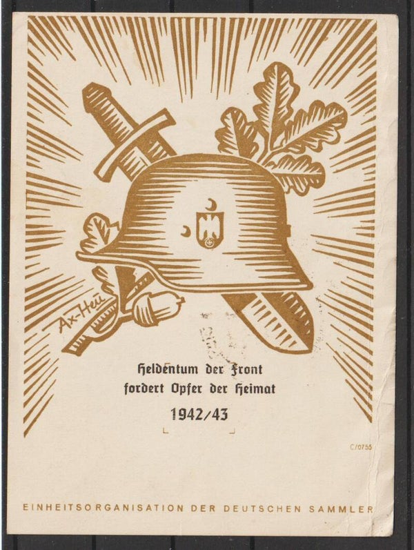 Propaganda Karte "Heldentum der Frond fordert Opfer der Heimat 1942/43  (b265)