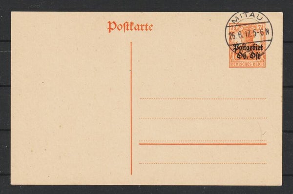 Postgebiet Ob. Ost  Ganzsache P 3 MITAU 26.6.17 (b270)