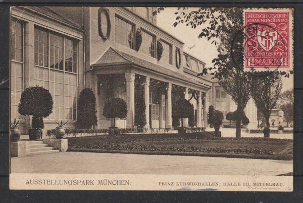 MiNr. 199 AK, Gewerbeschau in München nach Schwertberg  (b273) (Kopie)