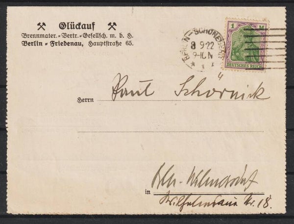 MiNr. 150 als Einzelfrankatur auf Orts-Karten-Brief  (b208)