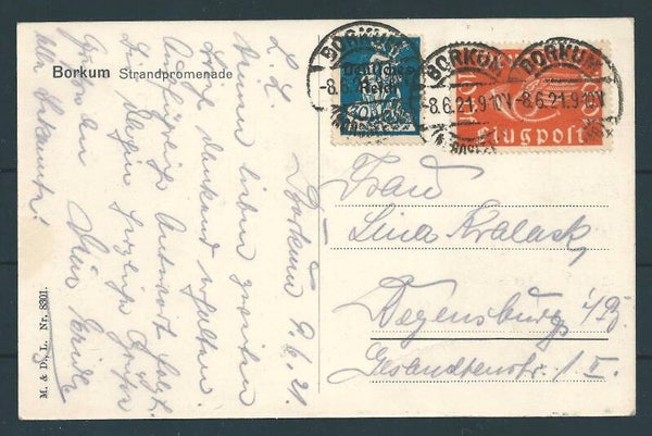 MiNr. 111 MiF portogerechte Ansichtskarte "Strandpromenade Borkum"  (b290)