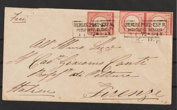 3x MiNr. 4 auf Auslands-Brief nach Italien  (b309)