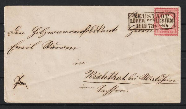 MiNr. 19 PF auf Brief, NEUSTADT LOBER SCHLESIEN   (b310)