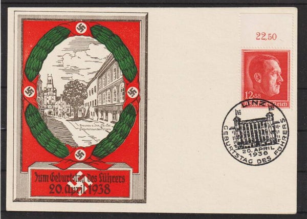 MiNr. 664 auf Propagandakarte "Zum Geburtstag des Führers 1938"  (b313)