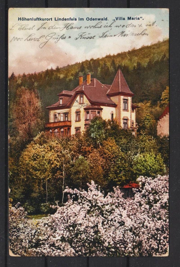 MiNr. 198 MeF Ansichtskarte LINDENFELS im Odenwald - LISSACH Schweiz   (b325)