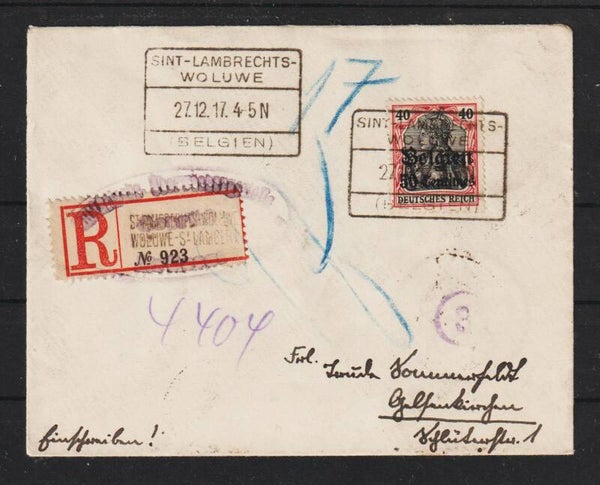 Besetzung Belgien Einschreiben R-Brief  (b331)