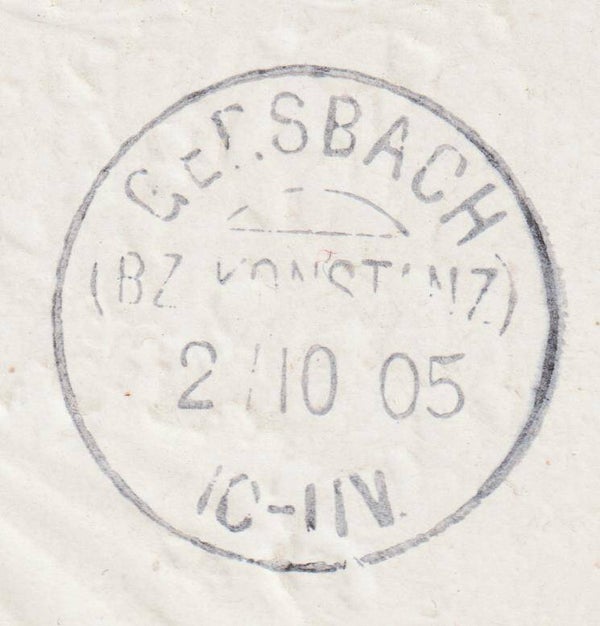 MiNr. 85 Prägedruck-Karte, KOS  GERSBACH (Bz. Konstanz)  (b332)