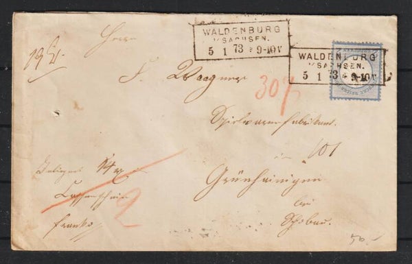 MiNr. 20 Einzelfrankatur WALDENBURG I/SACHSEN  (b408)