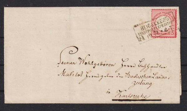 MiNr. 25 auf Brief Kastenstempel: HEIDELBERG (b415)