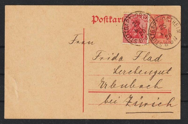 Ganzsachen Postkarte P 97 Zfr. in die Schweiz