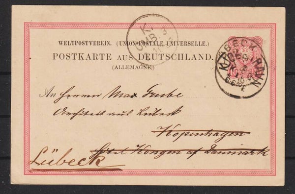 Ganzsache Karten P 8 von Lübeck nach Kopenhagen 1.10.82 (b423)