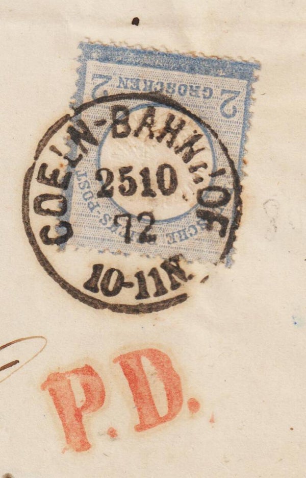 MiNr. 20 Briefstück, COELN BAHNHOF 25.10.72  (b446)