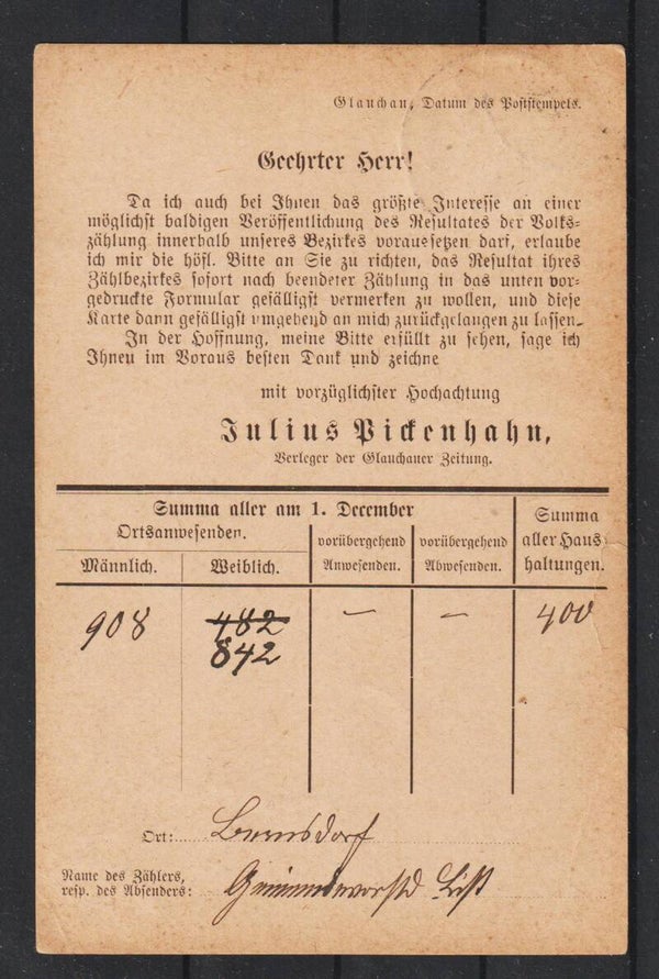 Ganzsache Vorabanfrage zur Reichstagswahl  (b451)