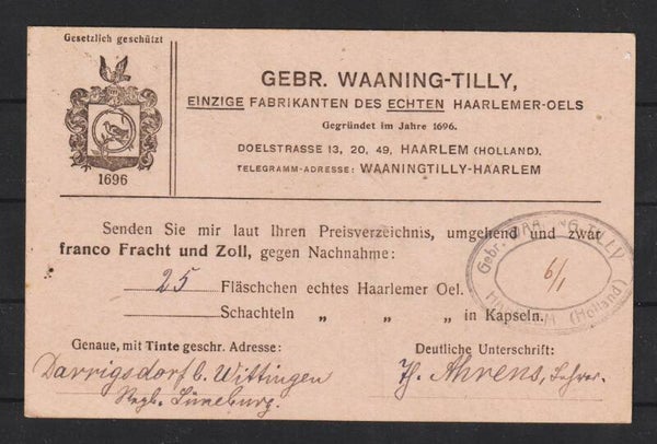 Privat-Postkarte Fabrikanten des Echten Haarlemer Oels  (b453)