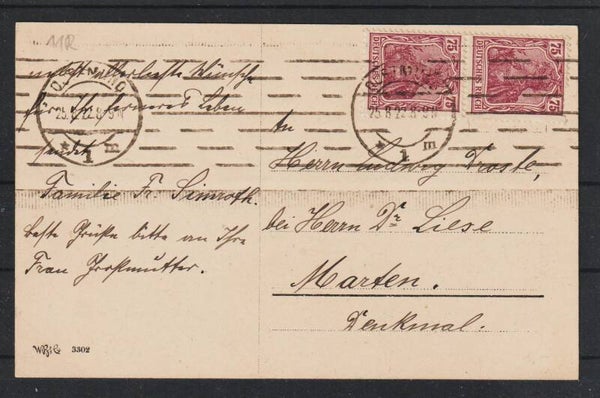 MiNr. 197 MeF auf Postkarte im Fernverkehr  (b457)