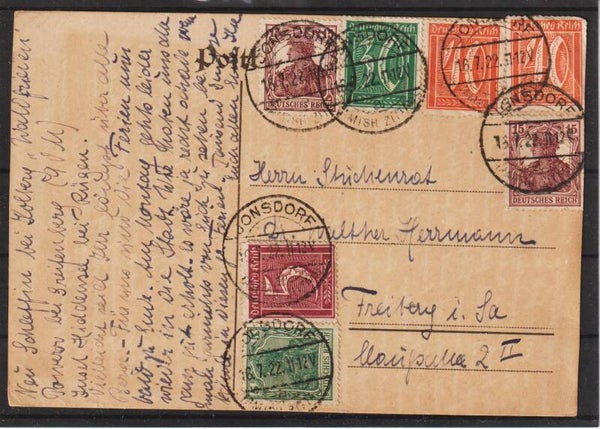 Postkarte von Johnsdorf nach Freiberg Sa.  (b460)