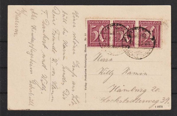 MiNr. 183 auf AK von Husum, portogerecht  (b461)