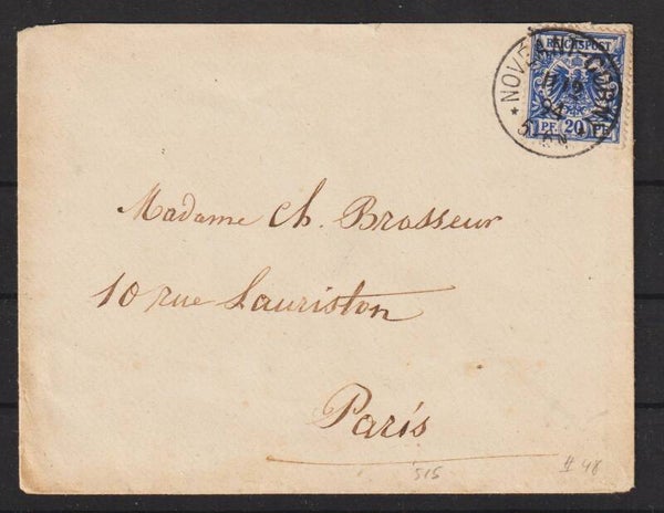 MiNr. 48 EF auf Brief, entwertet in NOVEANT-CORNY Frankreich  (b461)