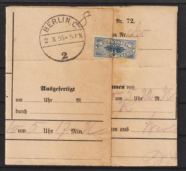 Telegram mit seltenen BERLIN C 2 Stempel  (b461)