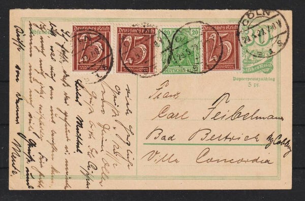 Ganzsache P 143 F mit ZuF,  CÖLN 29.5.22 (b475)