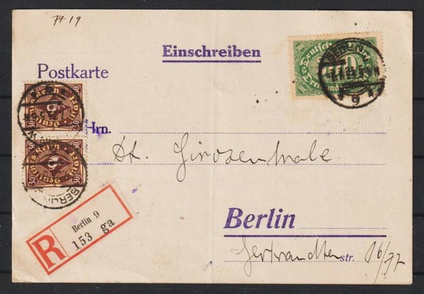 portogerechte Einschreiben Postkarte vom 7.7.23  (b485)