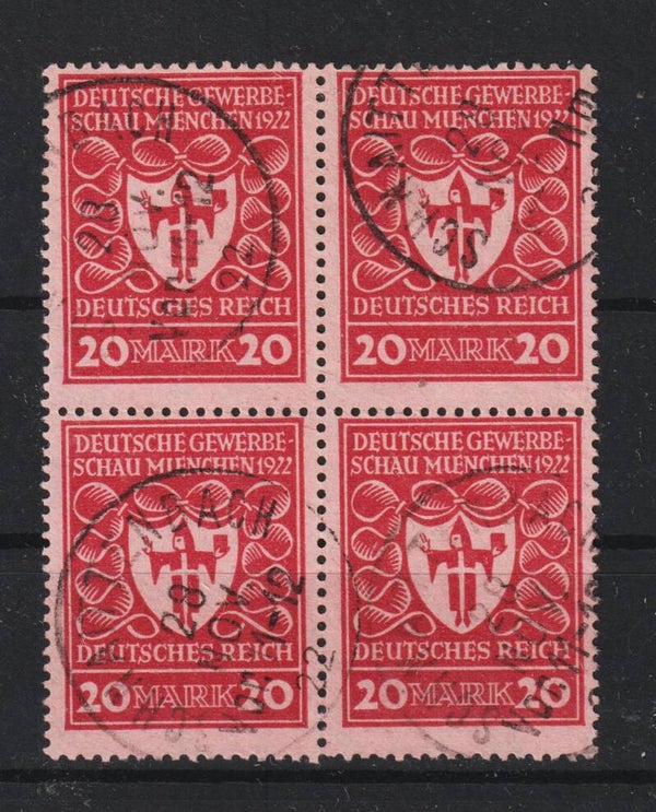 MiNr. 204 a Viererblock gestempelt, geprüft (b491)
