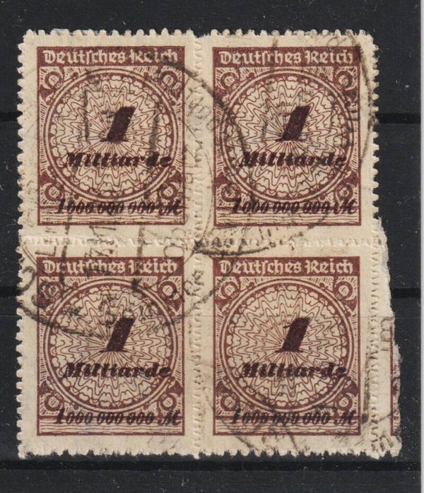 MiNr. 325 B Viererblock gestempelt, geprüft (b492)