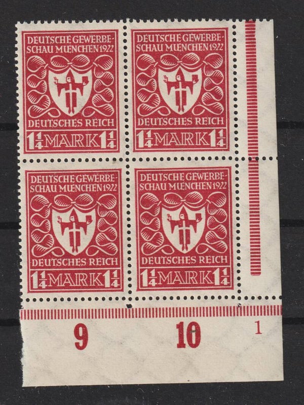MiNr. 199 c postfrisch ** Bogenecke, Fornmummer 1, geprüft  (b497)
