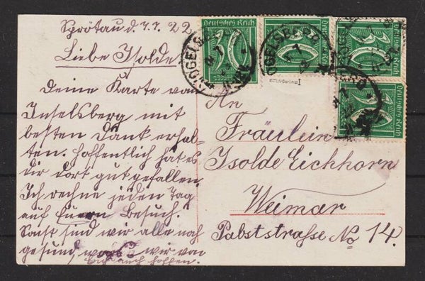 MiNr. 162 I auf Postkarte, geprüft  (b498)