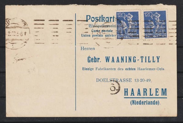 MiNr. 168 Mef auf portogerechter Postkarte (b499)