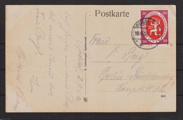 MiNr. 110 b EF auf Ansichtskarte, geprüft (b500)