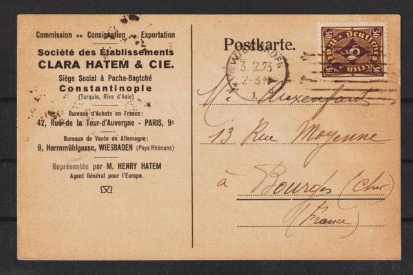 MiNr. 208 P Einzelfrankatur auf Postkarte 3.2.23 (b500)