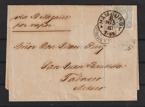 MiNr. 42 EF Brief, Hamburg nach Tabasco / Mexico  (b506)