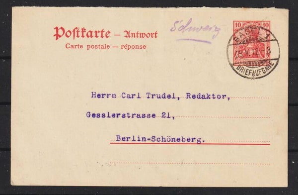 Ganzsachen Karte P 82 A   BASEL - BERLIN  (b507)