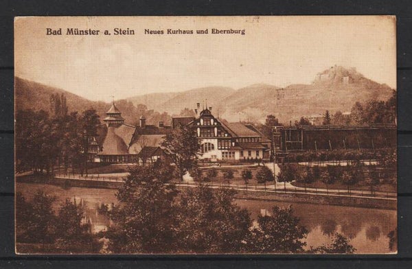 MiNr. 191, 222 auf Ansichtskarte "Bad Münster a. Stein"  (b512)