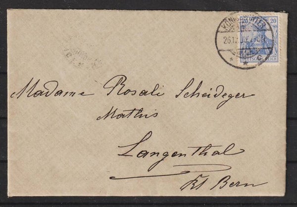 MiNr. 72 auf Brief Königswinter - Langenthal / Schweiz   (b519)