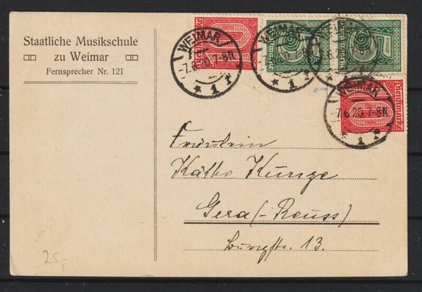 MiNr. 23 (2x), 24 (2x) auf Postkarte, geprüft (b523)
