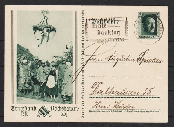Ganzsache Karte P 265  "Erntedankfest - Reichsbauerntag 1937"   (b525)