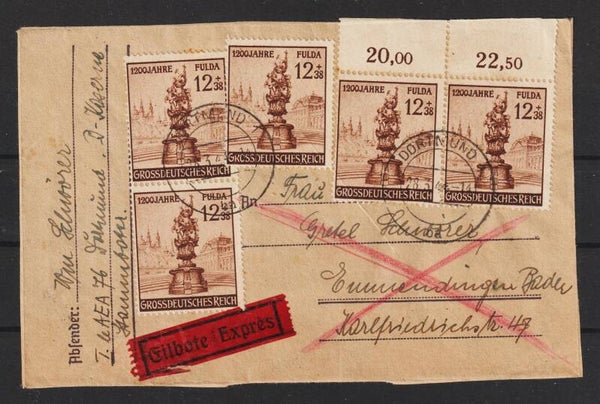 MiNr. 885 Mehrfachfrankatur Eilboten Express  (b559)