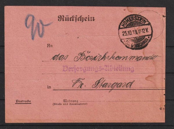 Rückschein, Postablieferungsschein 25.10.18  (b565)