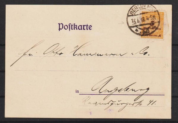 MiNr. 327 AW portogerechte Einfelfrankatur, 10.4.18 ! Zahlendreher  (b566)