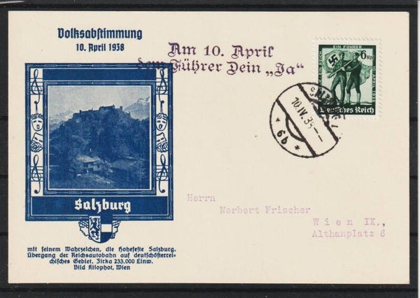Propaganda Karte "Volksabstimmung 10. April 1938, Salzburg  (b576)