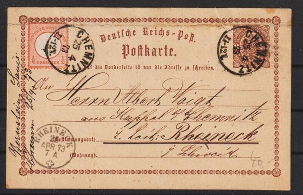 MiNr. 14 auf GA P1 in die Schweiz, 25.4.73  (b580)