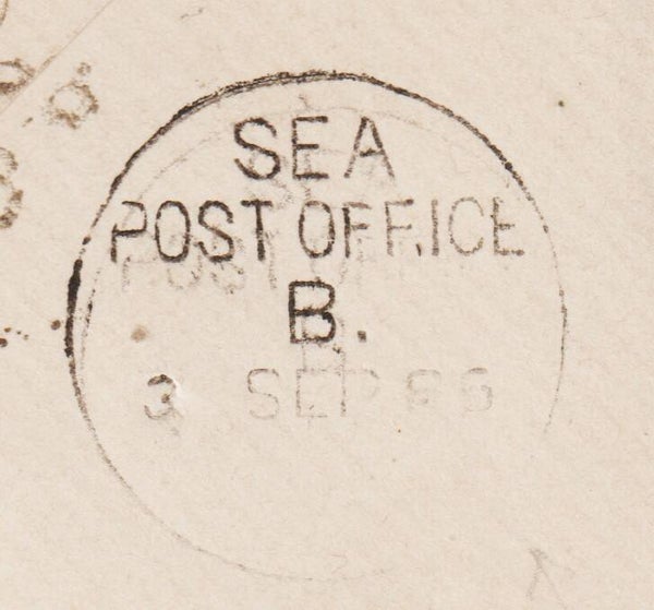 MiNr. 42 auf Auslandsbrief nach Indien, Seepost Stempel  (b609)