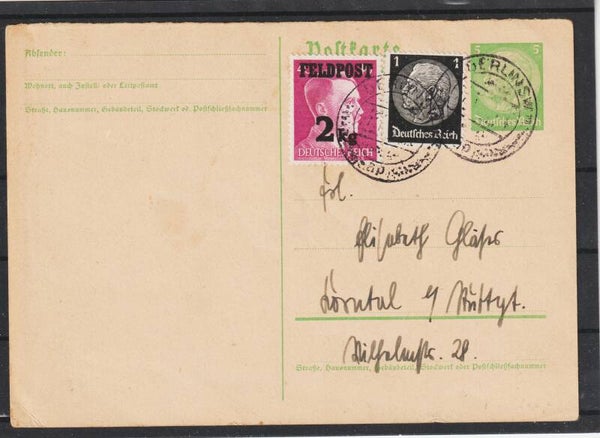 MiNr. 3 in Mischfrankfrankatur auf Postkarte